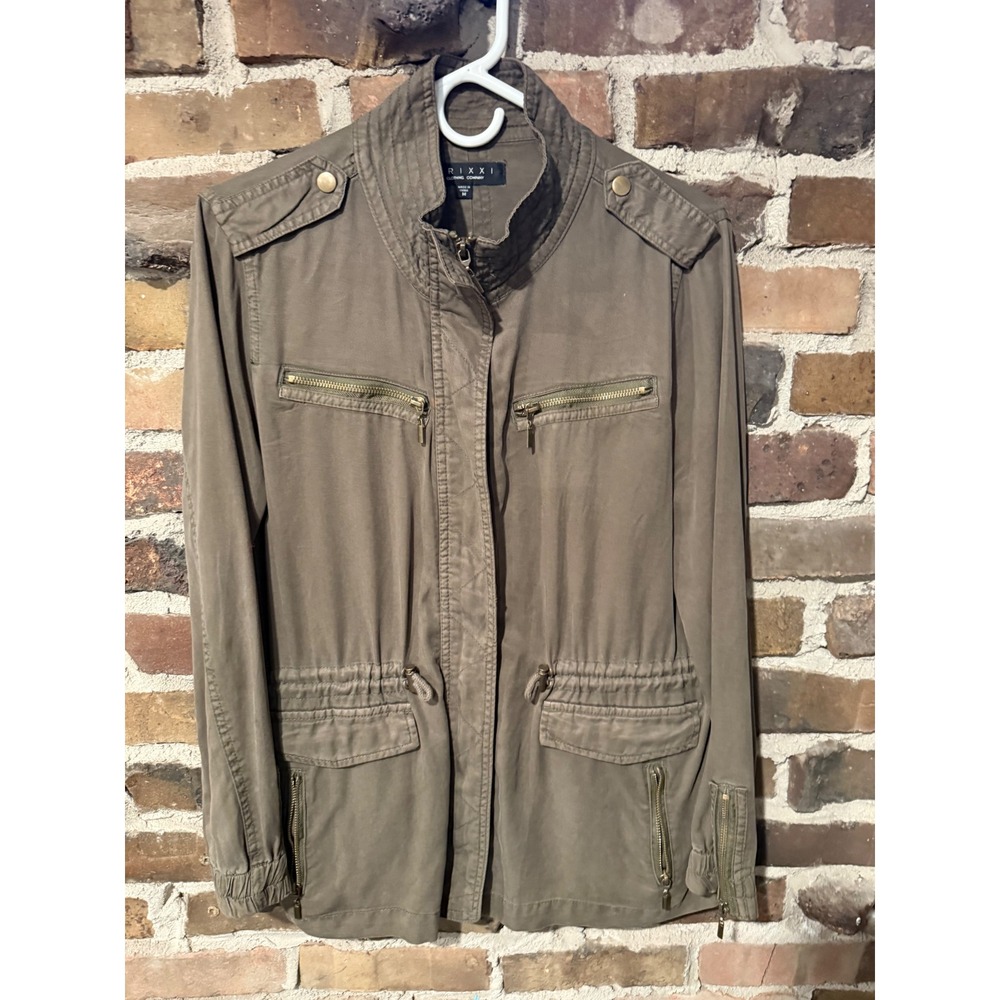 Trixxi Utility Jacket Womens Medium Olive Green Gorpcore Workwear Tencel Field